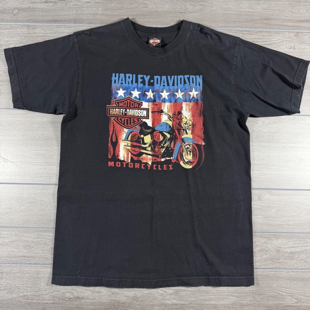Harley-Davidson T-Shirt XL Black Vintage Biloxi MS Pirate Graphic Tee USA Made